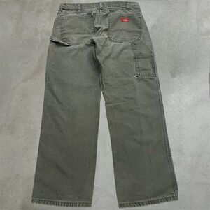 Y2K Distressed Dickies Carpenter Pants Olive Size 34x30 Workwear Grunge Skater